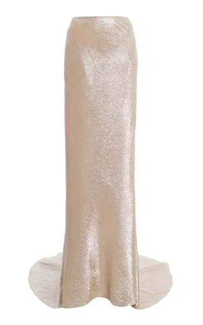 Wiederhoeft Mid-rise Silk Lamé Maxi Skirt In Pink