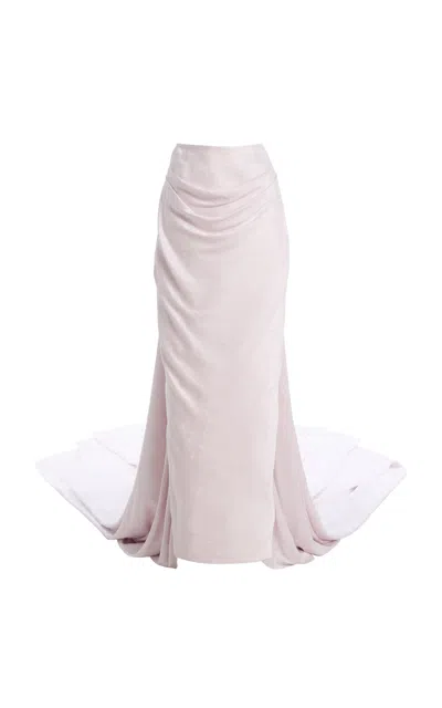 Wiederhoeft Ophelia Draped Silk-jacquard Maxi Skirt In Purple