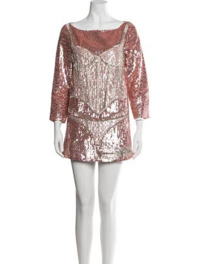 Pre-owned Wiederhoeft Patterned Mini Dress In Pink