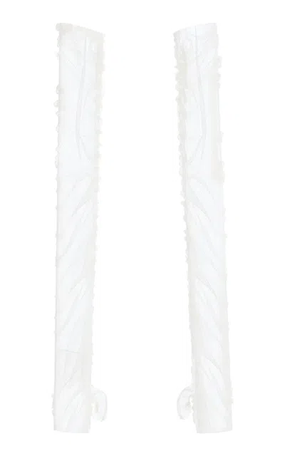 Wiederhoeft Ruched Silk-tulle Fingerless Gloves In White