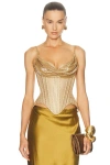 Wiederhoeft Salon Beaded Lame Corset Top In Gold
