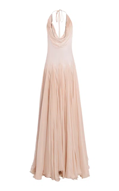 Wiederhoeft Saumure Chiffon Gown In Brown