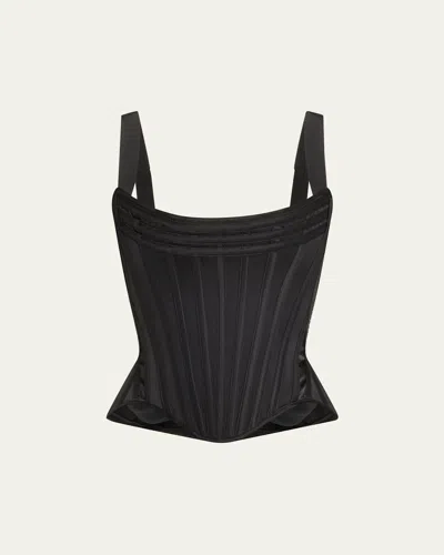Wiederhoeft Seamed Scoop-neck Corset Top In Black
