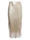 Wiederhoeft Sequin Lace Pencil Skirt In Gold