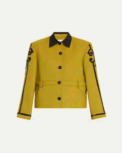 Wiederhoeft Sequined New York Wool Jacket In Yellow