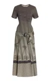 Wiederhoeft Sister Belted Jersey Midi Dress In Grey