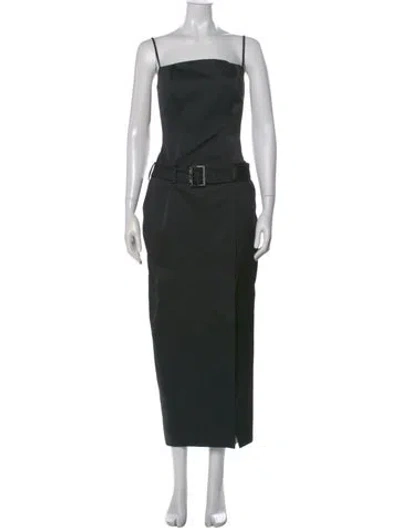 Pre-owned Wiederhoeft Square Neckline Long Dress In Black