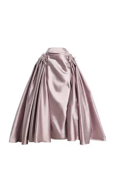 Wiederhoeft Stargazer Beaded Silk-mikado Ball Skirt In Pink