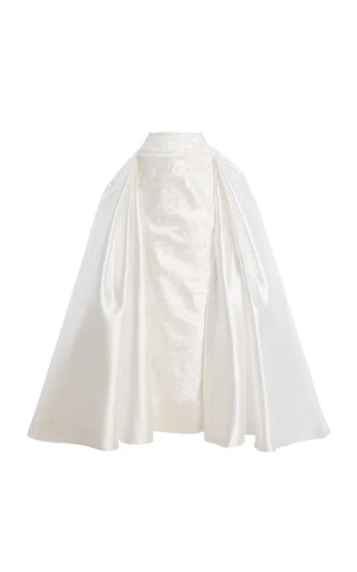 Wiederhoeft Stargazer Draped Silk-mikado Ball Skirt In White