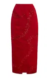 Wiederhoeft Trailing Vine Embroidered Wasp Maxi Skirt In Red