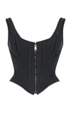 Wiederhoeft Venus Zip-front Denim Corset In Gray