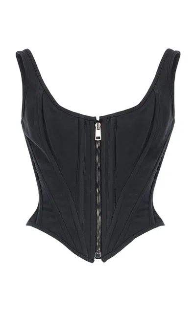 Wiederhoeft Venus Zip-front Denim Corset In Gray
