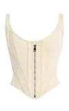 Wiederhoeft Venus Zip-front Denim Corset In Neutral