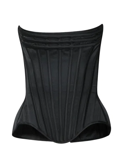 Wiederhoeft Wasp Strapless Recycled-satin Bustier Top In Black