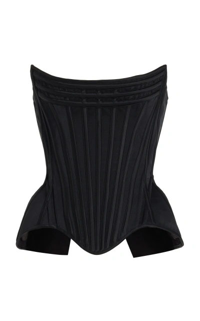 Wiederhoeft Wasp Zipper-detailed Satin Corset Top In Black