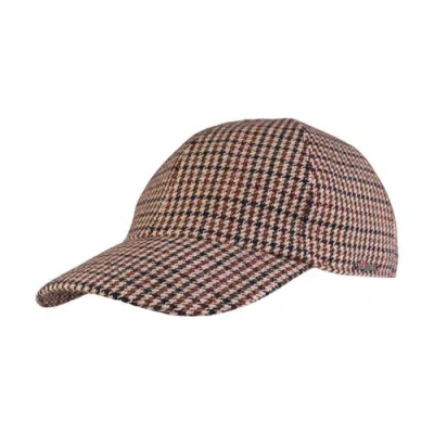 Wigens Cashmere Houndstooth Baseball Cap In Brown