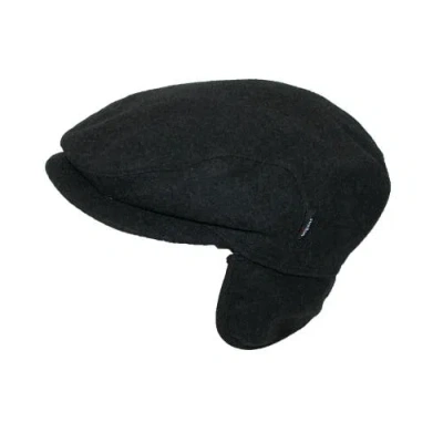 Wigens Christor (carl) Classic Wool Ivy Cap With Earflaps In Black