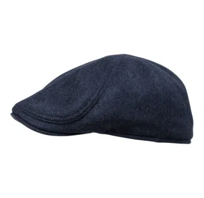 Wigens Classic Pub Cap With Quilted Lining In Blue Melange