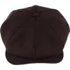 Wigens Classic Retro Newsboy Cap With Curved Peak In Brown