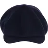 Wigens Classic Retro Newsboy Cap With Curved Peak In Navy