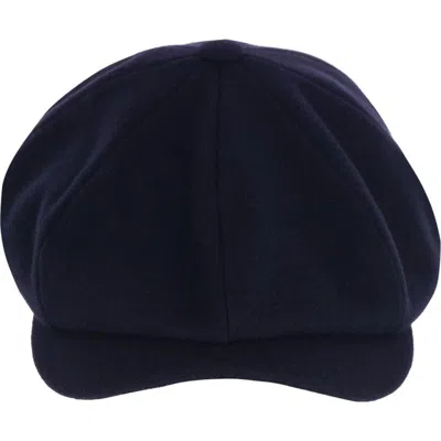 Wigens Classic Retro Newsboy Cap With Curved Peak In Navy
