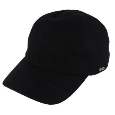Wigens Classic Wool Baseball Earflap Cap In Black