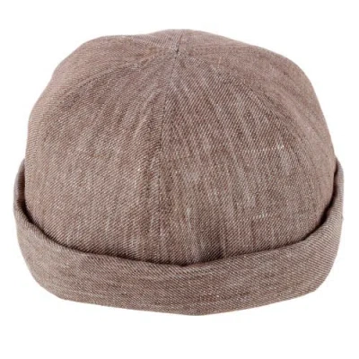 Wigens Denim Linen Docker Cap In Brown