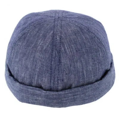 Wigens Denim Linen Docker Cap In Purple