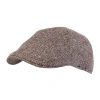 Wigens Herringbone Shetland Pub Cap With Curved Peak In Light Brown