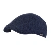 Wigens Herringbone Shetland Pub Cap With Curved Peak In Navy