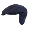 Wigens Herringbone Wool Ivy Slim Cap With Earflaps In Navy