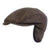 Wigens Herringbone Wool Ivy Slim Cap With Earflaps In Olive