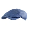 Wigens Hopsack Linen Slim Newsboy Cap In Denim Blue