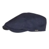 Wigens Hopsack Linen Slim Newsboy Cap In Navy