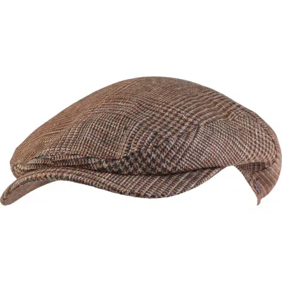 Wigens Houndstooth Classic Ivy Cap In Brown