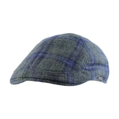 Wigens Italian Check Wool Pub Cap In Gray