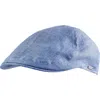 Wigens Linen Pub Cap With Curved Peak In Denim Blue