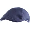 Wigens Linen Pub Cap With Curved Peak In Navy