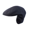 Wigens Melton Wool Slim Ivy Cap With Ear Flaps In Black