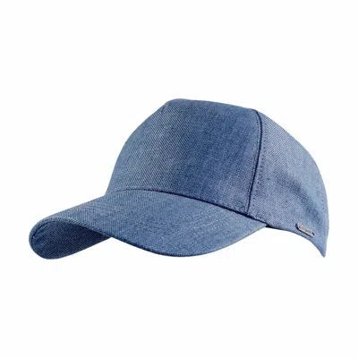 Wigens Men's Baseball Contemporary Cap In Denim Blue Hopsack Linen