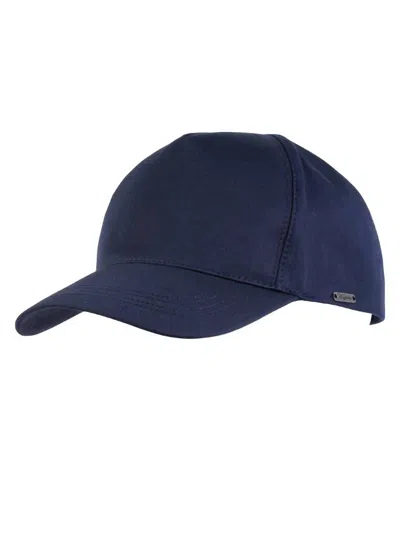 Wigens Men's Baseball Contemporary Cap In Navy Cotton Twill In Blue
