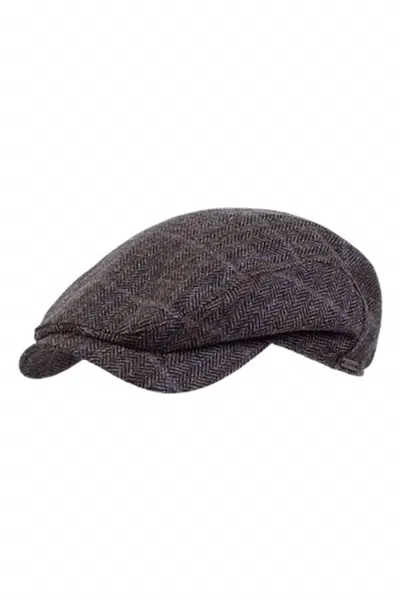 Wigens Men's Ivy Contemporary Wool And Cashmere Cap In Brown Herringbone Check In Neutral