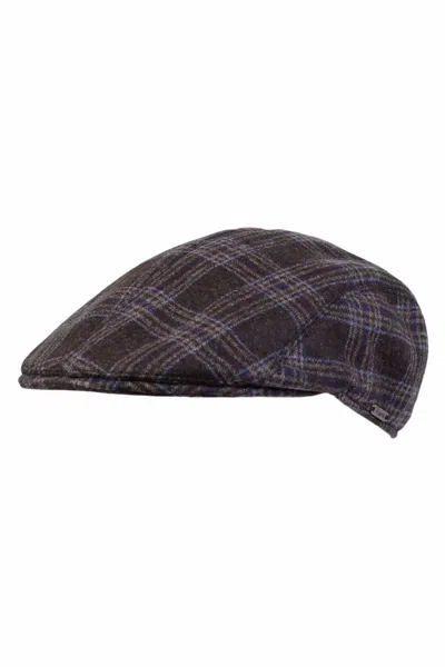 Wigens Men's Ivy Modern Flannel Check Wool And Silk Cap In Brown