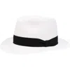 Wigens Paja Toquilla Straw Panama Hat With Grosgrain Band In Black