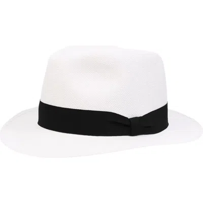 Wigens Paja Toquilla Straw Panama Hat With Grosgrain Band In Black
