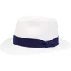 Wigens Paja Toquilla Straw Panama Hat With Grosgrain Band In Navy