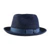 Wigens Raffia Straw Hat With Grosgrain Hatband In Blue