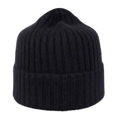 Wigens Unisex Cashmere Rib Knitted Beanie In Black