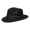 Wigens Wool Fedora With Grosgrain Hatband In Black