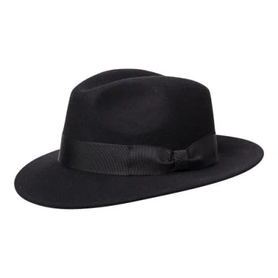Wigens Wool Fedora With Grosgrain Hatband In Black